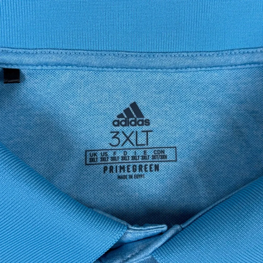 Adidas Mens 3XLT Blue Primegreen Performance Golf Polo Shirt